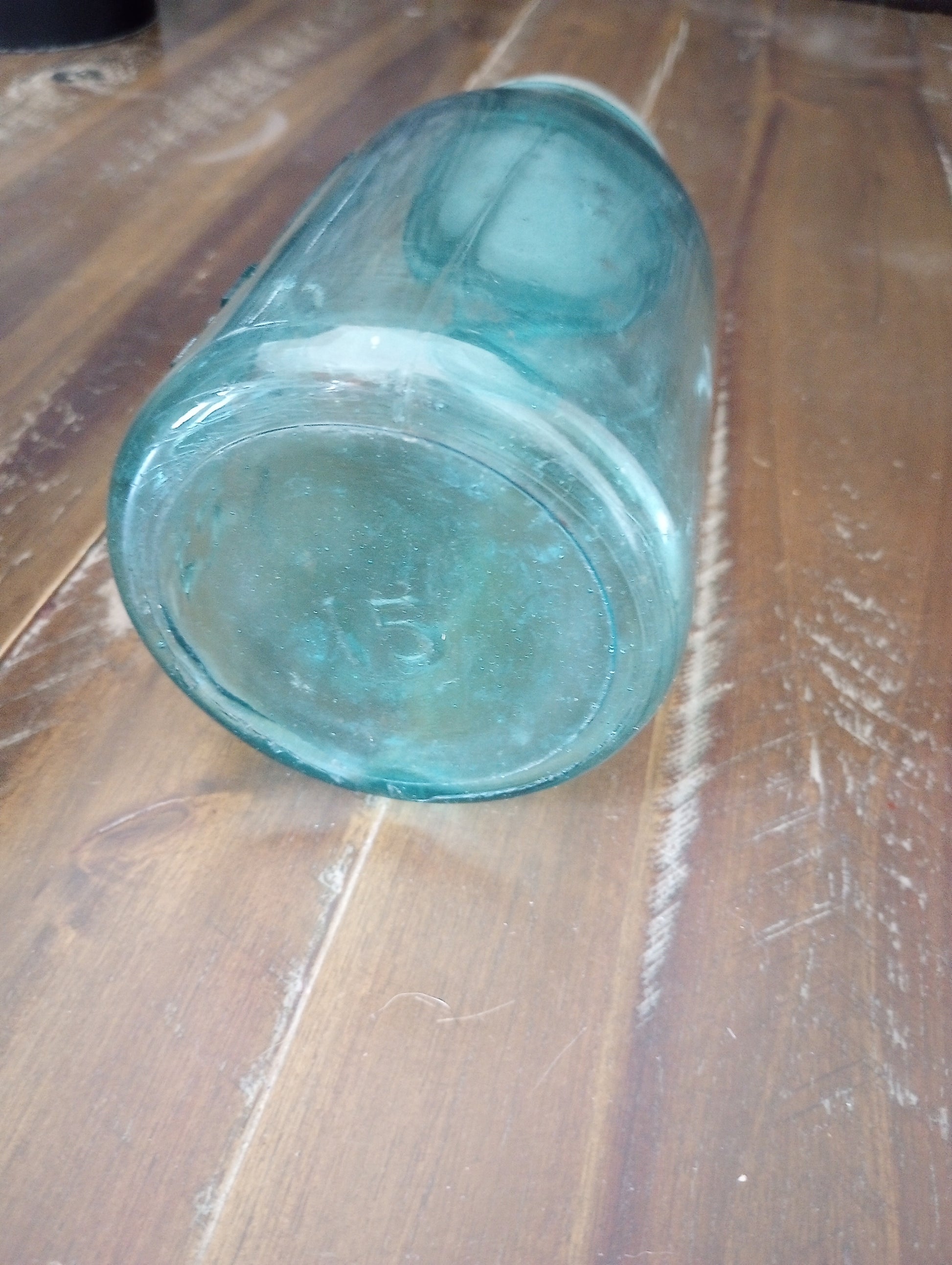 Antique Blue Ball Mason Jar # 15 on Bottom